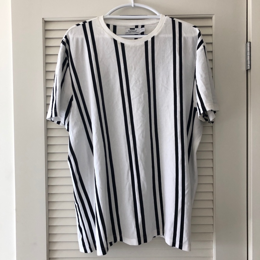 Topman black and white stripe t-shirt XXL